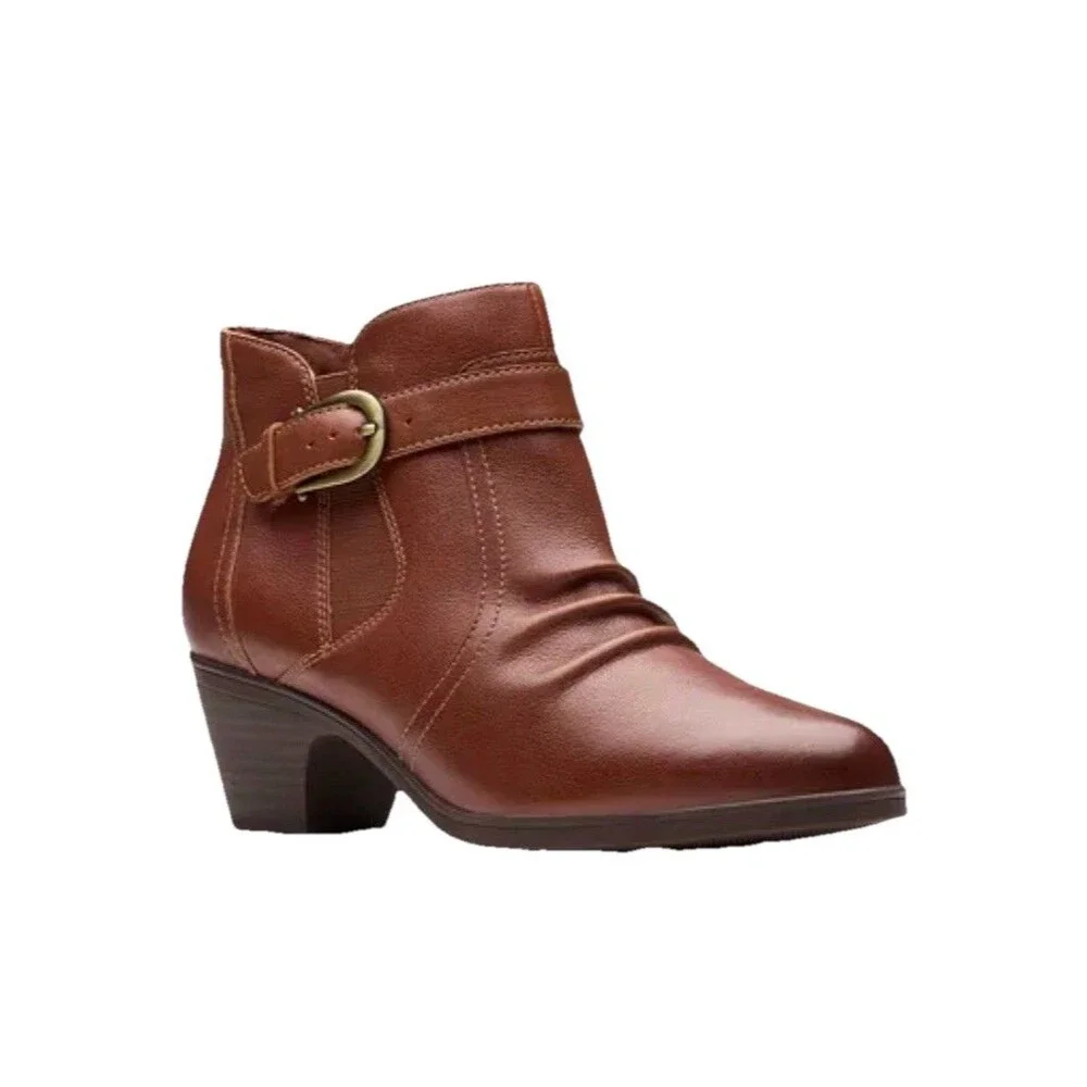Clarks Womens Collection Emily 2 Belle Boots Tan Leather Size 5.5M NEW - Picture 1 of 14